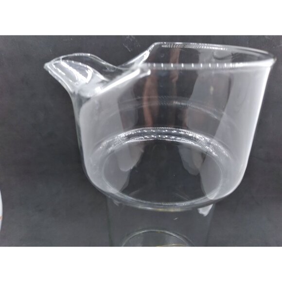 Mid-Century Modern Glass Cocktail Pitcher With Raised Antique Gold Finish Medall - Picture 11 of 12